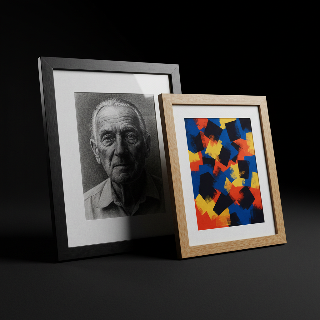 Framed Pictures - Perspective Product Shot on Black Background
